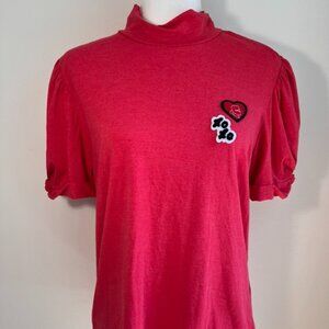 Karl Lagerfeld Paris Womens Pink Patch Tee Shirt New Size M